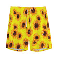 Yellow Sunflower Pattern Print Men's Athletic Shorts