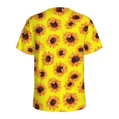 Yellow Sunflower Pattern Print Men's Sports T-Shirt
