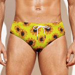 Yellow Sunflower Pattern Print Men's Swim Briefs