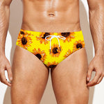 Yellow Sunflower Pattern Print Men's Swim Briefs