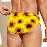 Yellow Sunflower Pattern Print Men's Swim Briefs
