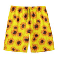 Yellow Sunflower Pattern Print Men's Swim Trunks