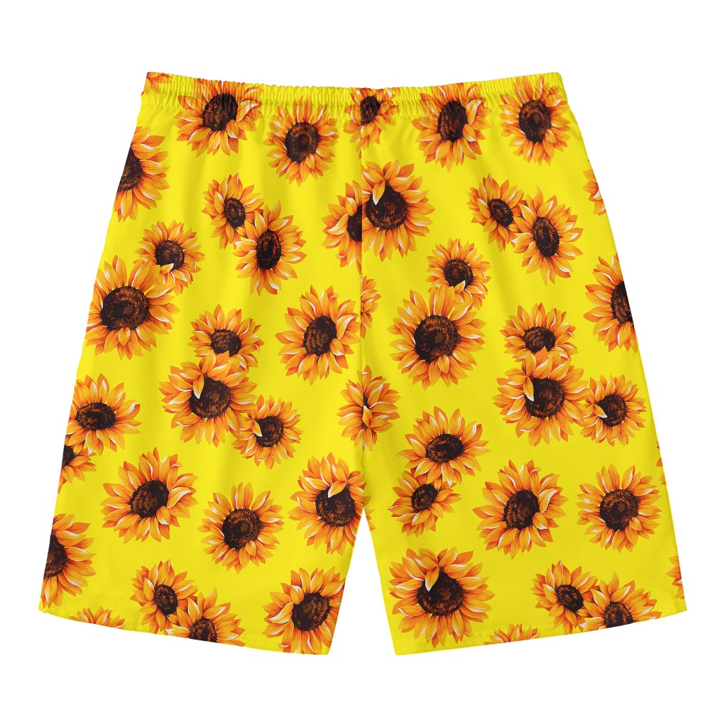 Yellow Sunflower Pattern Print Men's Swim Trunks