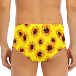 Yellow Sunflower Pattern Print Men's Triangle Swim Briefs