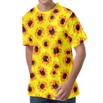 Yellow Sunflower Pattern Print Men's Velvet T-Shirt