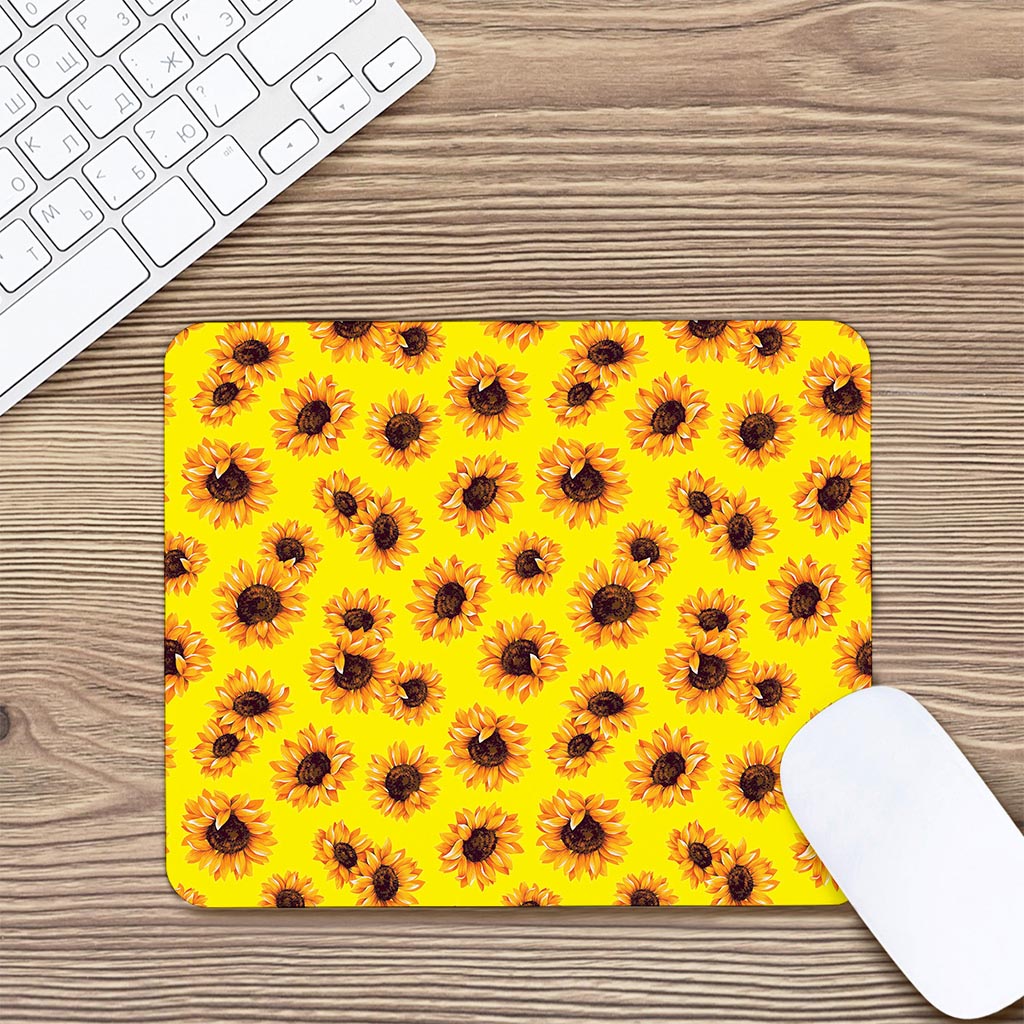Yellow Sunflower Pattern Print Mouse Pad