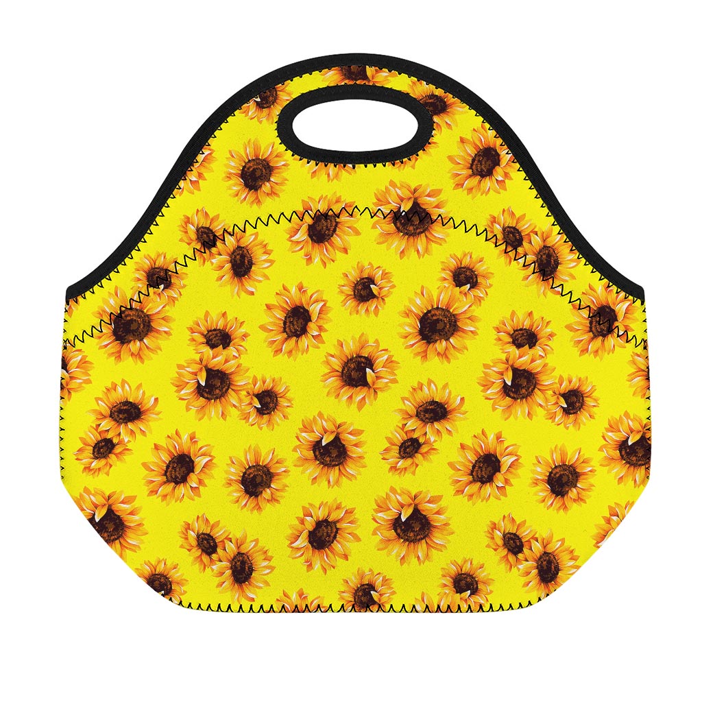 Yellow Sunflower Pattern Print Neoprene Lunch Bag