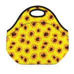 Yellow Sunflower Pattern Print Neoprene Lunch Bag
