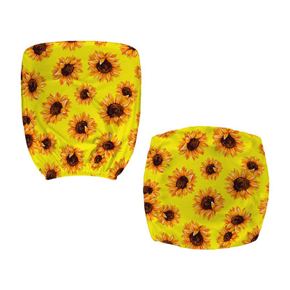 Yellow Sunflower Pattern Print Office Chair Cover