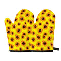 Yellow Sunflower Pattern Print Oven Mitts