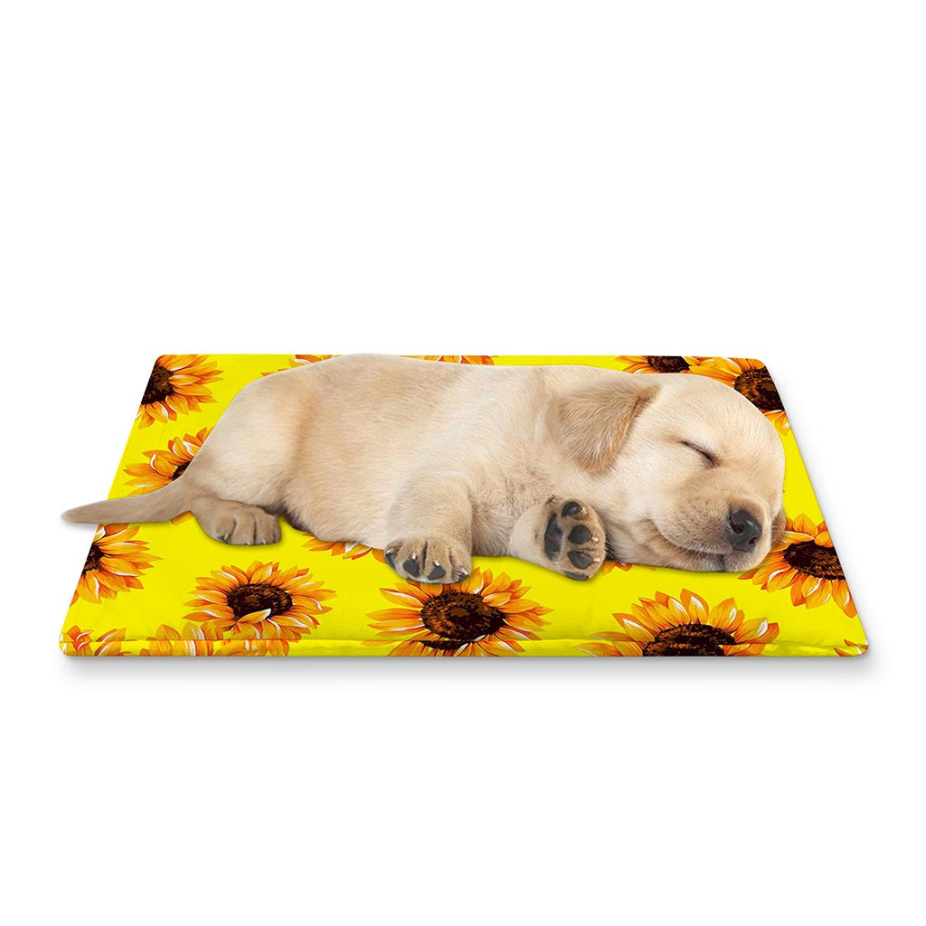 Yellow Sunflower Pattern Print Pet Cooling Mat Cover