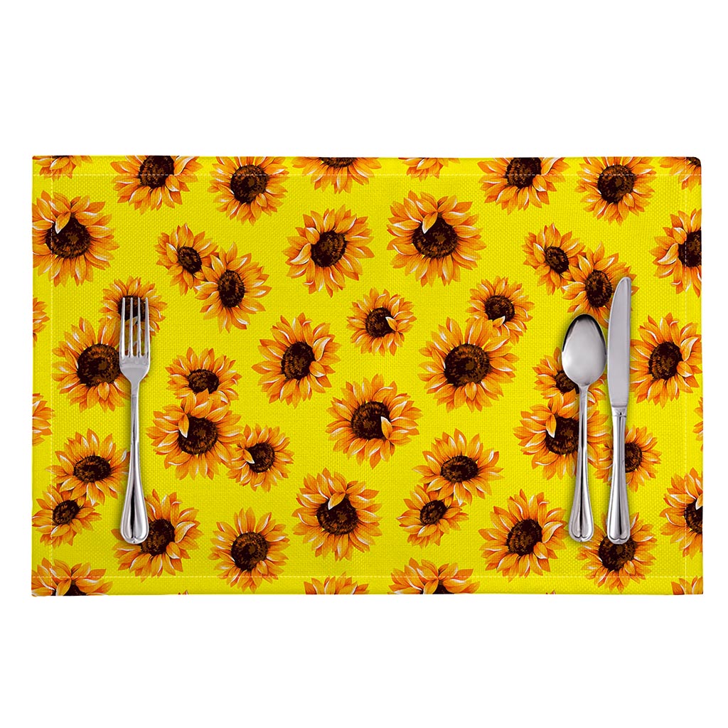 Yellow Sunflower Pattern Print Placemat