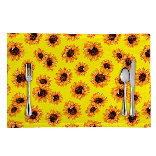 Yellow Sunflower Pattern Print Placemat