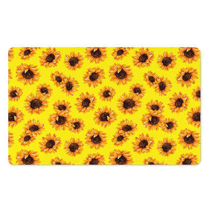 Yellow Sunflower Pattern Print Polyester Doormat