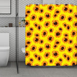 Yellow Sunflower Pattern Print Polyester Shower Curtain