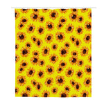 Yellow Sunflower Pattern Print Polyester Shower Curtain