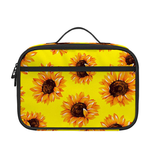 Yellow Sunflower Pattern Print Portable Lunch Bag