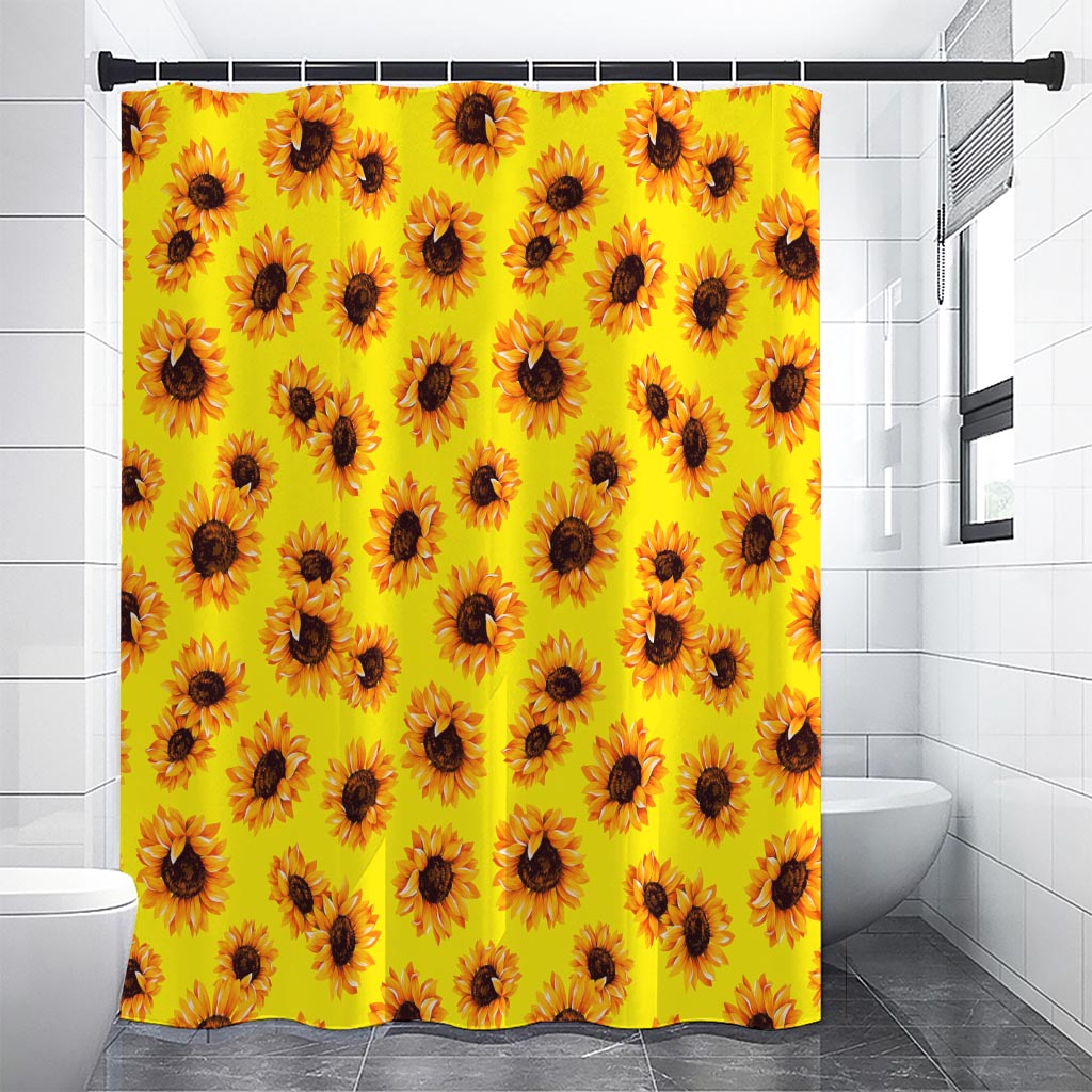 Yellow Sunflower Pattern Print Premium Shower Curtain