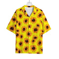 Yellow Sunflower Pattern Print Rayon Hawaiian Shirt