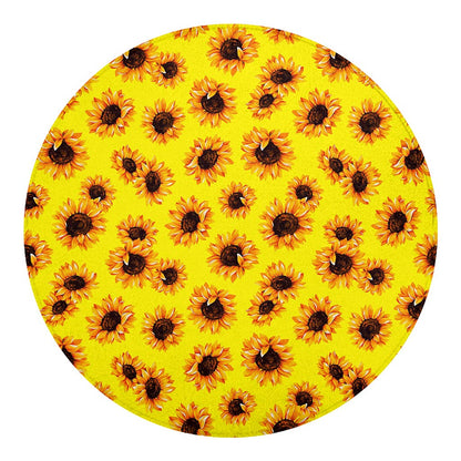Yellow Sunflower Pattern Print Round Blanket