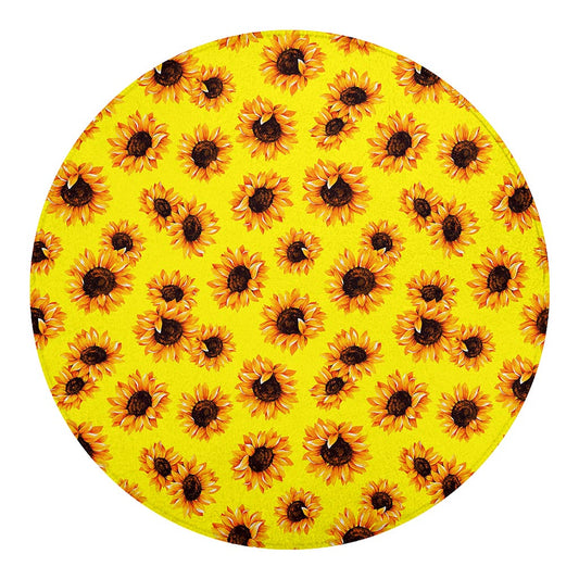 Yellow Sunflower Pattern Print Round Blanket