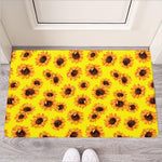 Yellow Sunflower Pattern Print Rubber Doormat