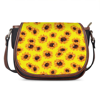 Yellow Sunflower Pattern Print Saddle Bag