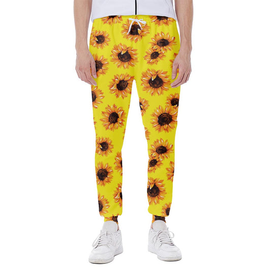 Yellow Sunflower Pattern Print Scuba Joggers