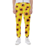 Yellow Sunflower Pattern Print Scuba Joggers