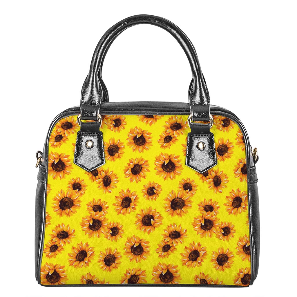 Yellow Sunflower Pattern Print Shoulder Handbag