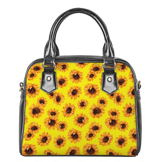 Yellow Sunflower Pattern Print Shoulder Handbag