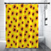 Yellow Sunflower Pattern Print Shower Curtain