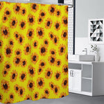 Yellow Sunflower Pattern Print Shower Curtain