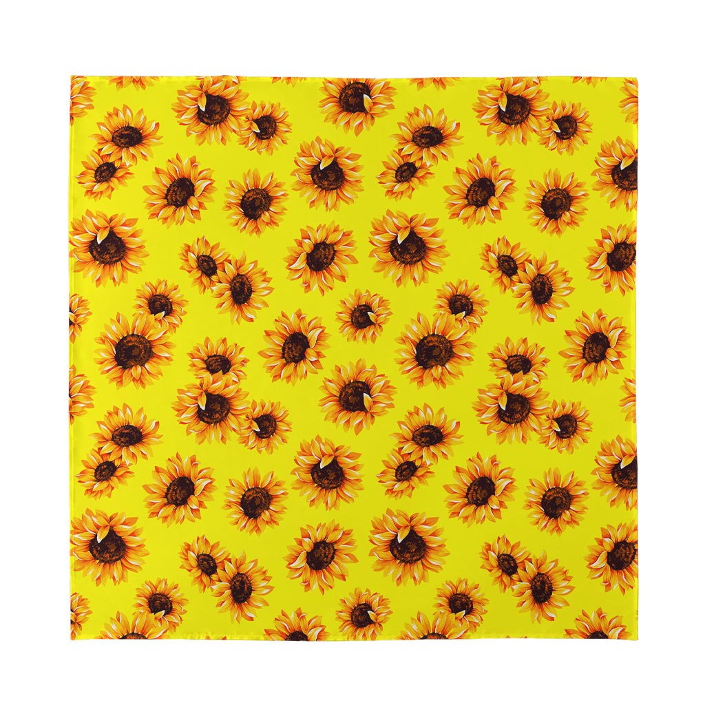 Yellow Sunflower Pattern Print Silk Bandana