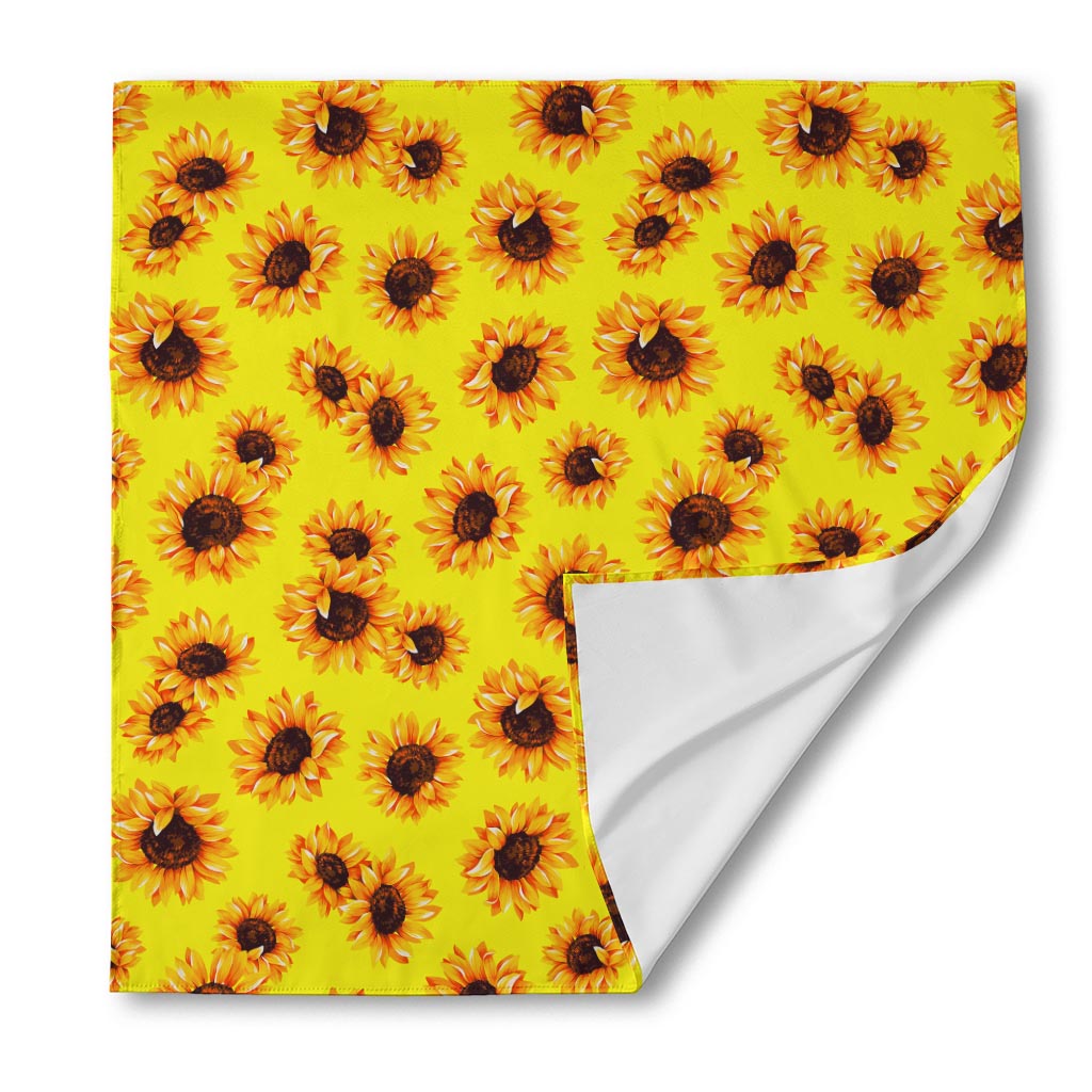 Yellow Sunflower Pattern Print Silk Bandana
