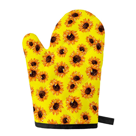 Yellow Sunflower Pattern Print Single Oven Mitt