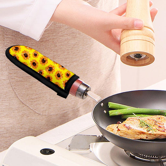 Yellow Sunflower Pattern Print Skillet Handle Cover