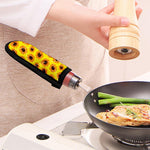 Yellow Sunflower Pattern Print Skillet Handle Cover