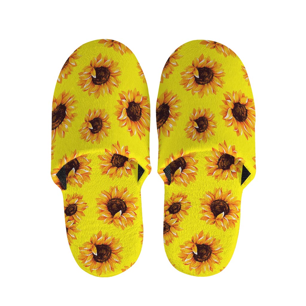 Yellow Sunflower Pattern Print Slippers