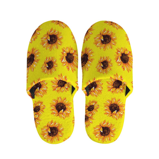 Yellow Sunflower Pattern Print Slippers