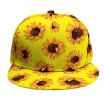 Yellow Sunflower Pattern Print Snapback Cap