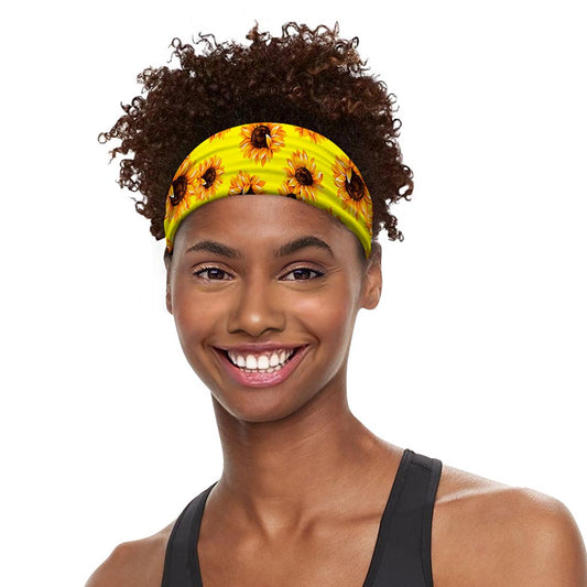 Yellow Sunflower Pattern Print Sports Headband