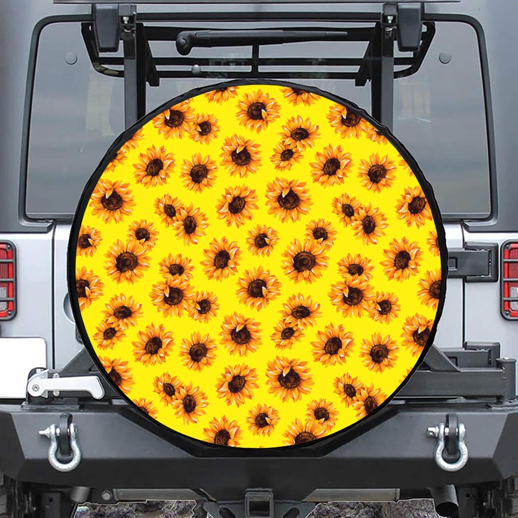 Yellow Sunflower Pattern Print Tire Cover