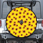 Yellow Sunflower Pattern Print Tire Cover With Camera Hole