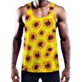 Yellow Sunflower Pattern Print Men's Workout Tank Top