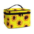 Yellow Sunflower Pattern Print Travel Makeup Bag