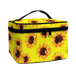 Yellow Sunflower Pattern Print Travel Makeup Bag
