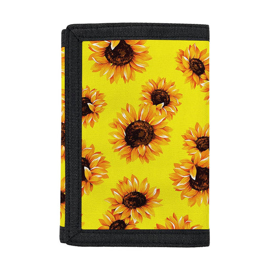 Yellow Sunflower Pattern Print Trifold Wallet