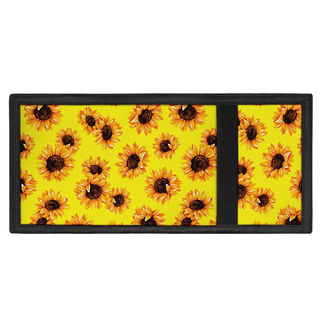 Yellow Sunflower Pattern Print Trifold Wallet