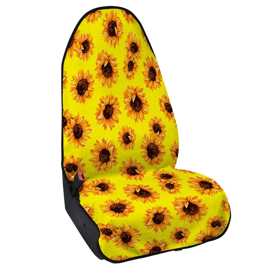 Yellow Sunflower Pattern Print Waterproof Car Seat Cover